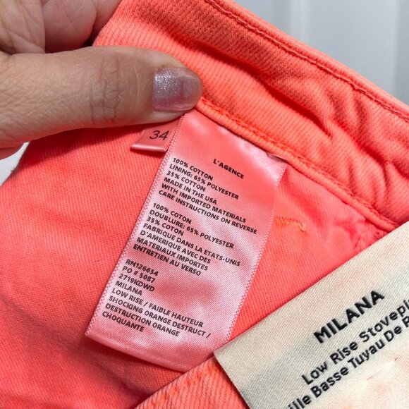 New L'AGENCE Milana Low Rise Stovepipe Straight-Leg Jean in Bright Coral size 34 - Picture 15 of 15